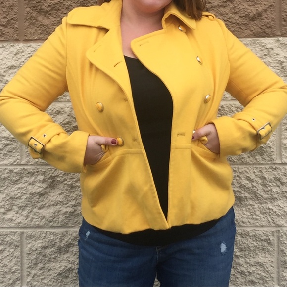 Yellow Enlightened Outerwear/Green Envy Peacoat WOOL Blend - Picture 3 of 8